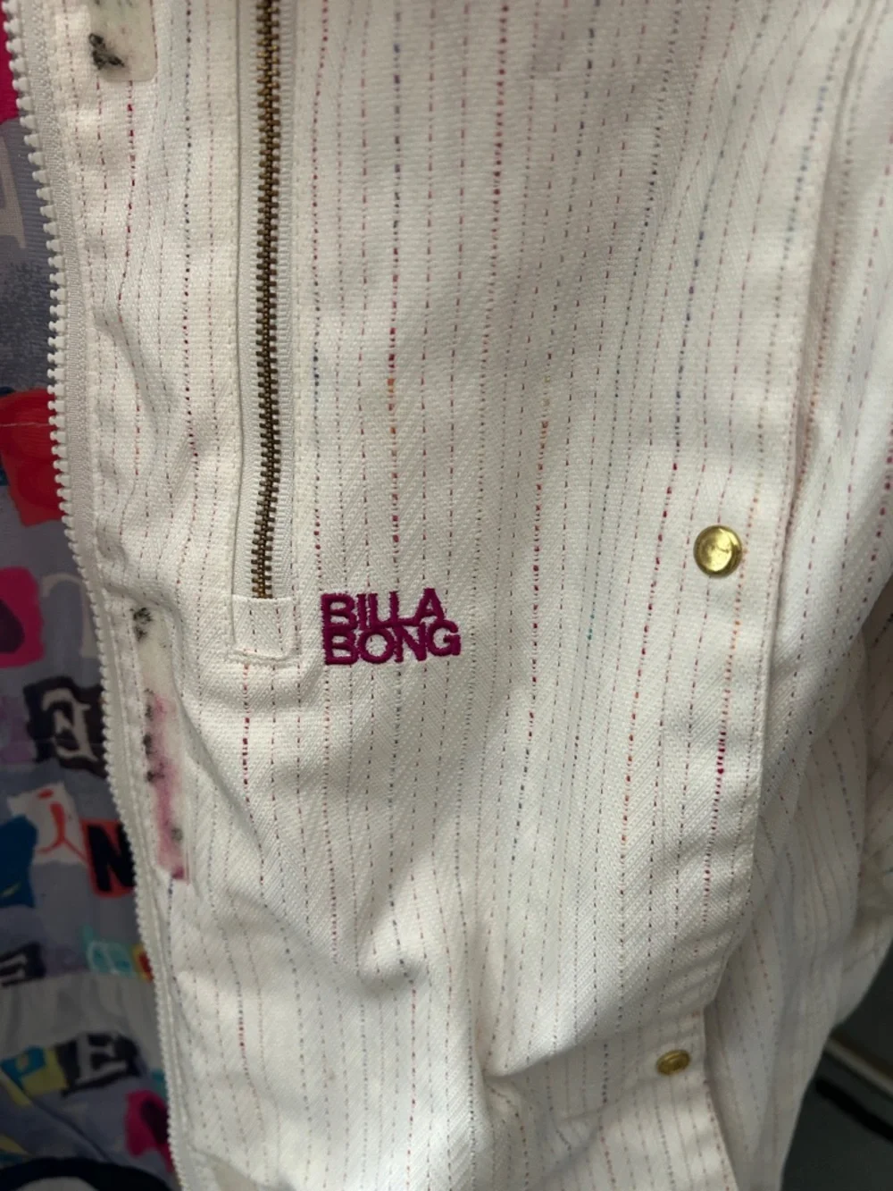 Billabong x Jamie Anderson Ski Jacket Insulated White with Colorful Trim - Picture 5 of 7